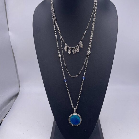 Kenneth Cole Multi-Strand Chain Pendant Necklace Silver Tone 19 to 22 Inches - Picture 2 of 6